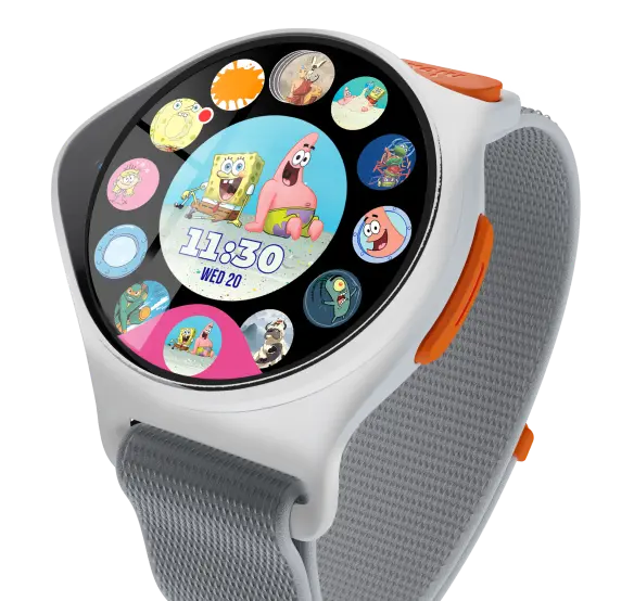 Nickwatch with a the whatchface choosing feature on it, showcasing the watch customization capabilities for kids